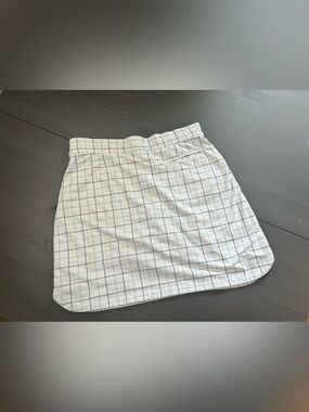Peter Millar White Plaid Women’s Golf Skort - Light Blue Grid